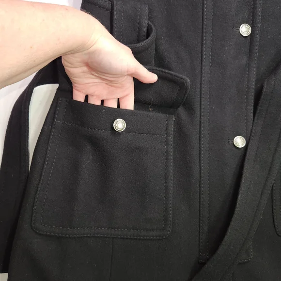 ⭐️Apt. 9 Women's Large Black Mid Length Coat 80% Wool - Picture 3 of 12